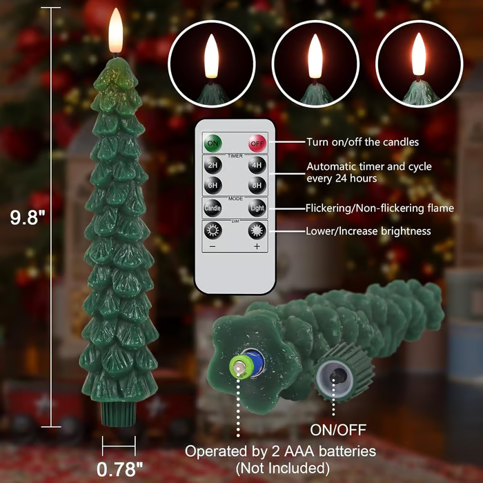 🔥 Early Christmas Sale 🌲Christmas Tree Flameless Taper Candle Lights with Remote Control