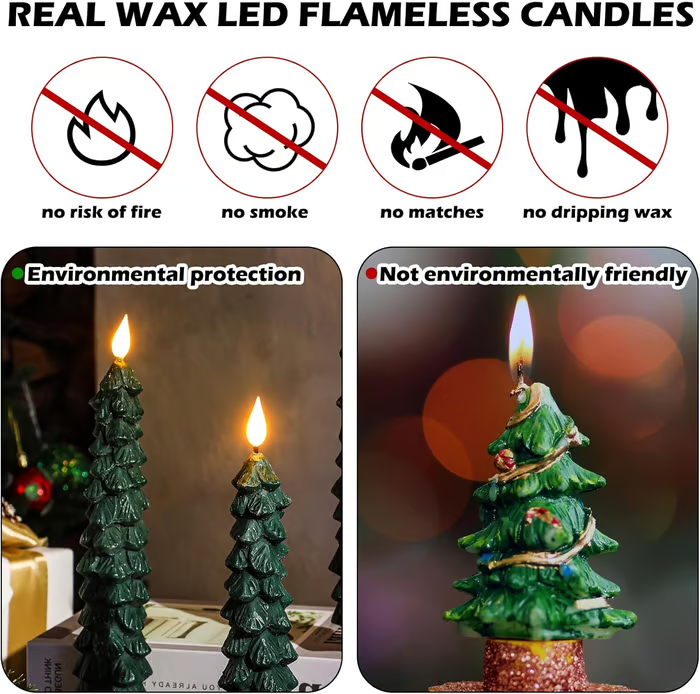 🔥 Early Christmas Sale 🌲Christmas Tree Flameless Taper Candle Lights with Remote Control