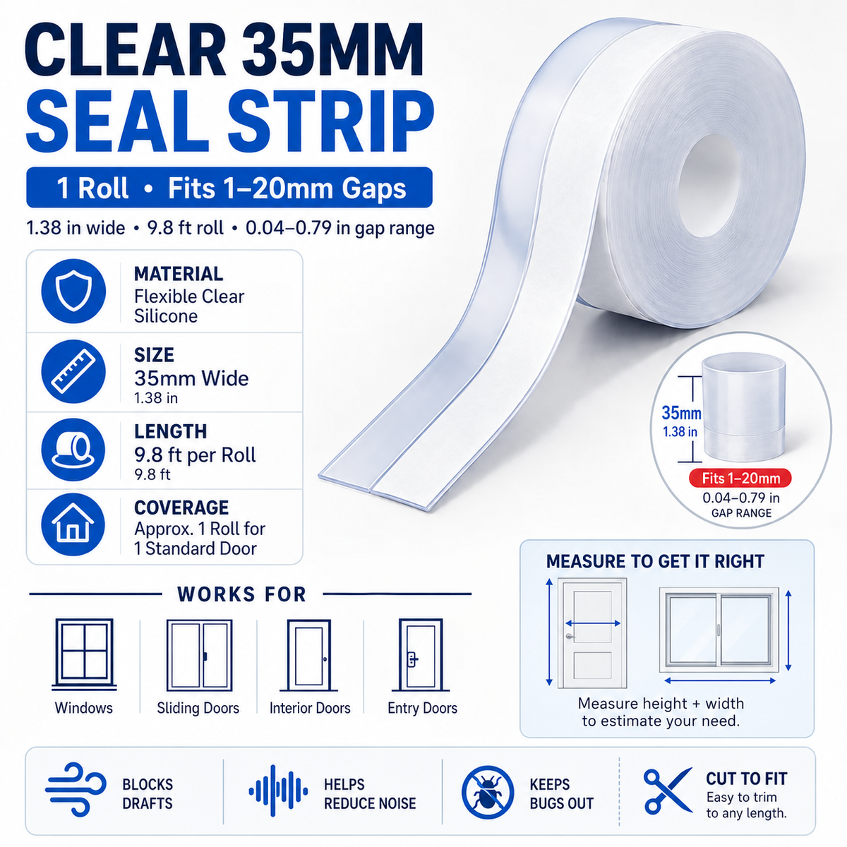 🏠 The Invisible Home Seal Strip — Seal Drafty Gaps, Block Bugs & Keep Your Home More Comfortable
