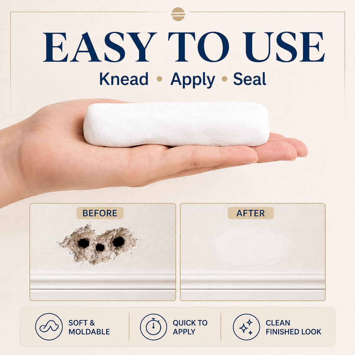🏠 Multipurpose Wall Sealing Mud – Easy Hole Repair & Pest Blocking Filler