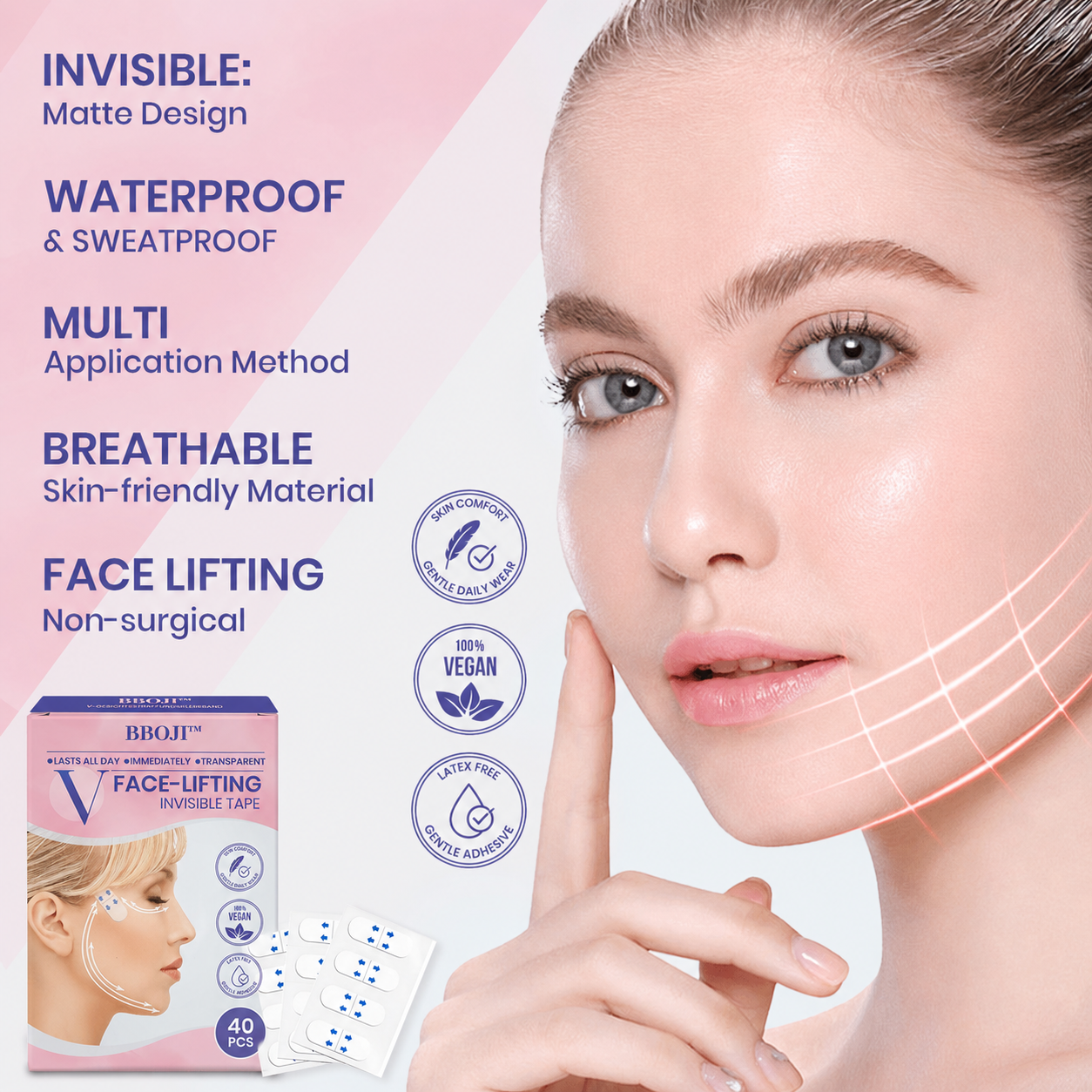 ✨ BBOJI™ Invisible Face Lift Tape 💖 Instantly Sculpt Your Jawline & Hide Double Chin