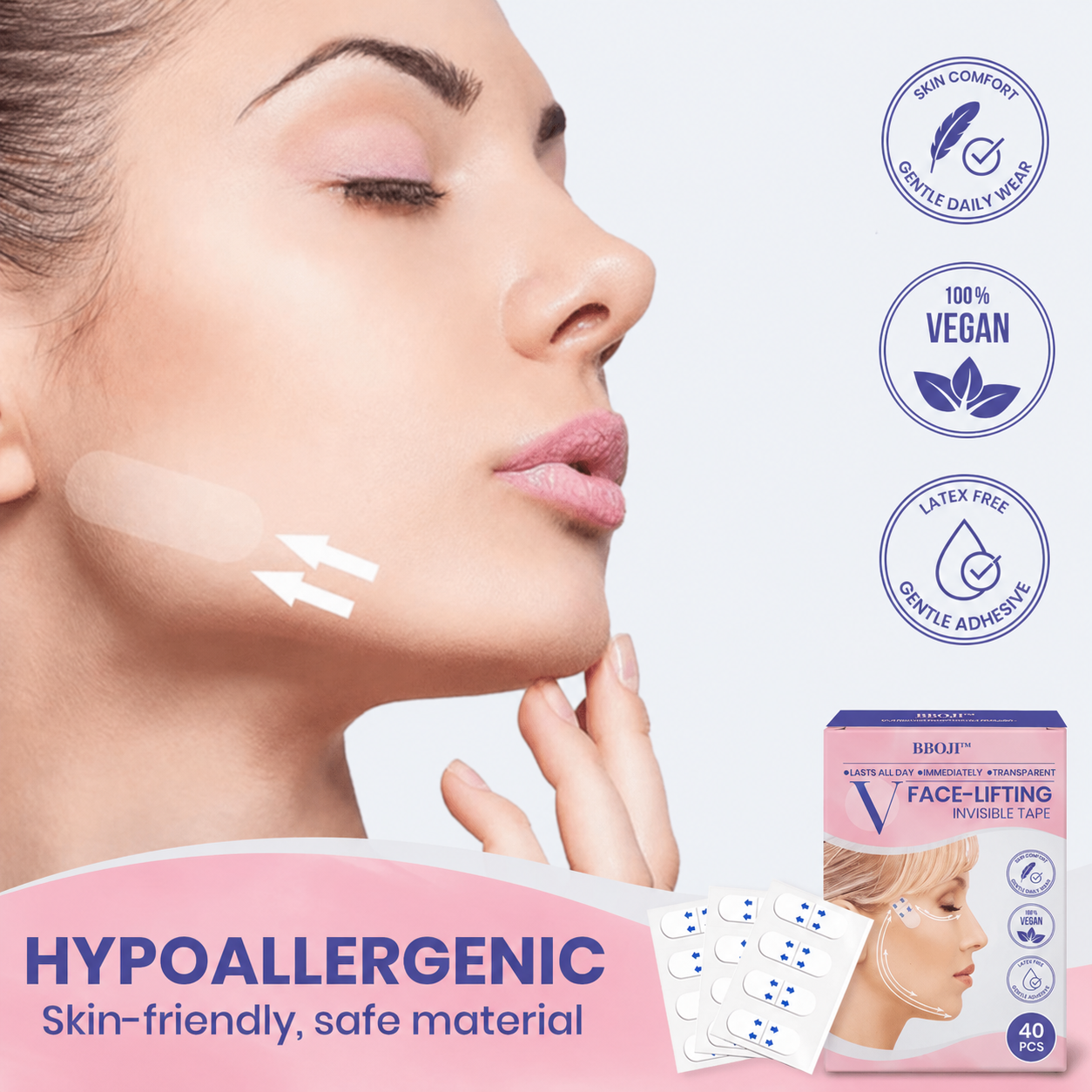 ✨ BBOJI™ Invisible Face Lift Tape 💖 Instantly Sculpt Your Jawline & Hide Double Chin