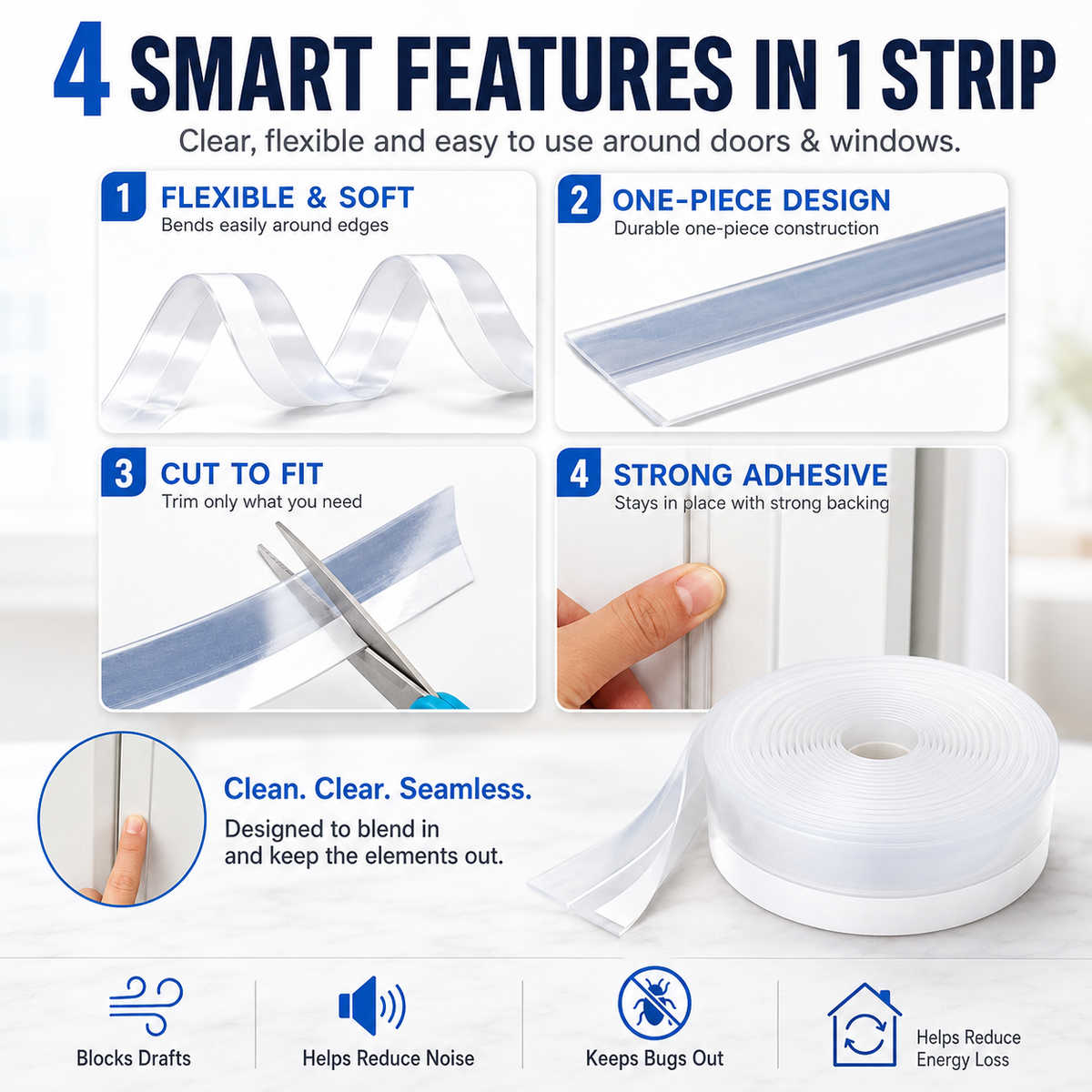🏠 The Invisible Home Seal Strip — Seal Drafty Gaps, Block Bugs & Keep Your Home More Comfortable