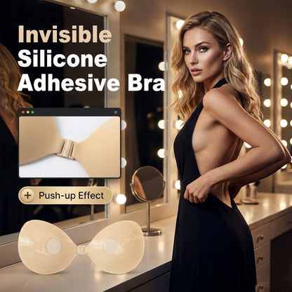 💕 Invisible Silicone Push-Up Bra for Backless Dresses & Wedding Gowns